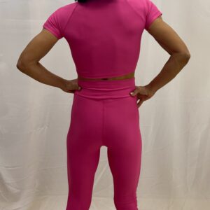 Conjunto calça basic line top raglan manga curta rosa jubile